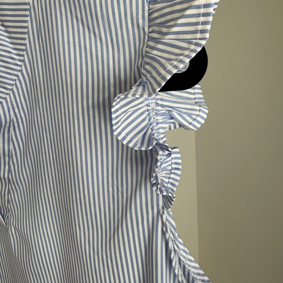 Floerns Women's Striped Notched V Neck Ruffle Cap Sleeve Blouse Top - Brand New - Picture 7 of 9